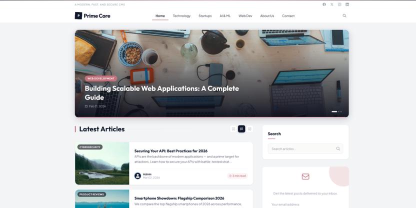 PrimeCore CMS – Powerful Pure PHP Website CMS