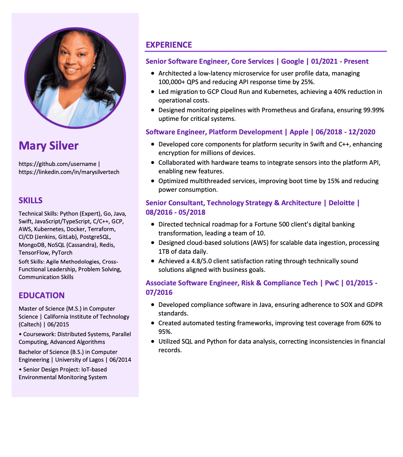 Additional Resume Template